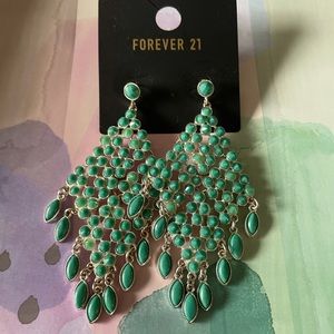 Forever 21 teal wave earrings